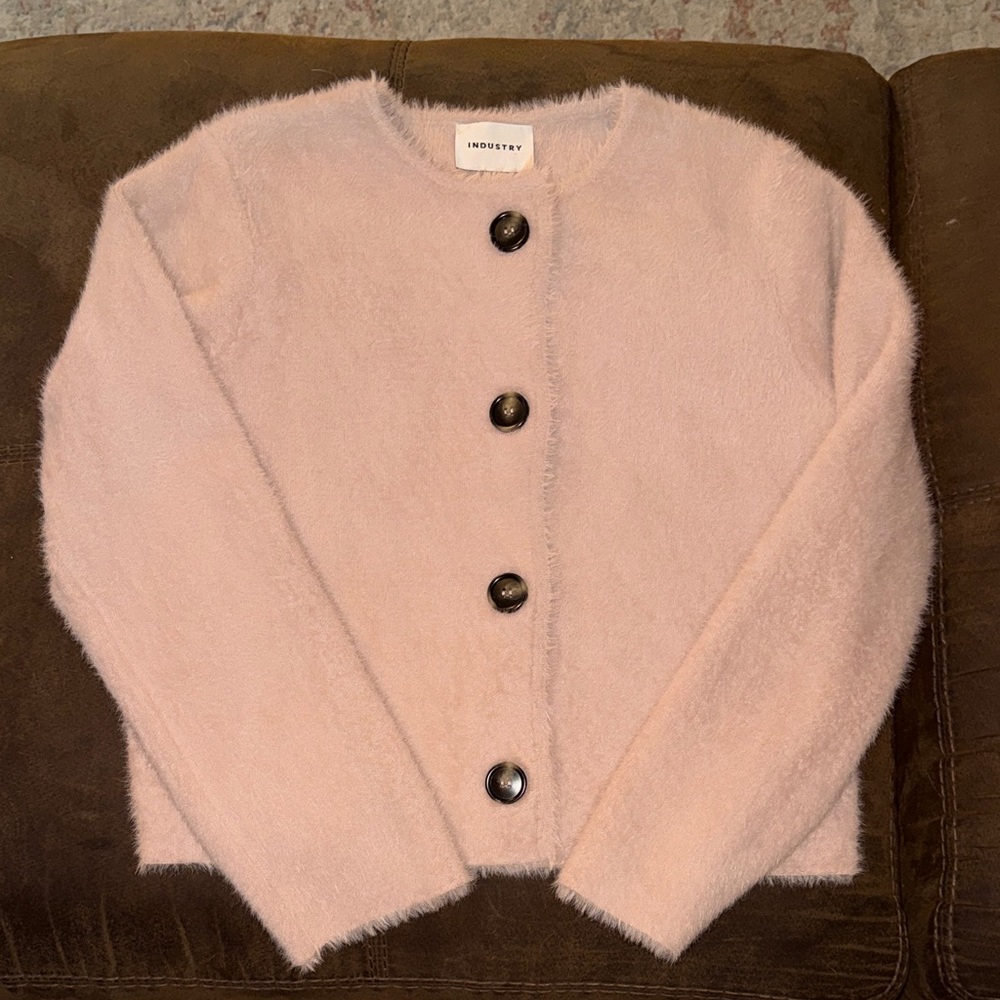 INDUSTRY Soft Pink Fuzzy Cardigan